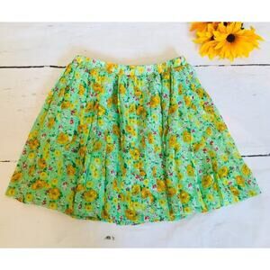 Millau Pleated Green Multi Floral Lined Skirt Juniors Small‎ Kawaii Kpop Chibi